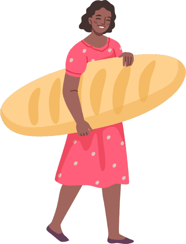 Gráfico mujer con barra de pan